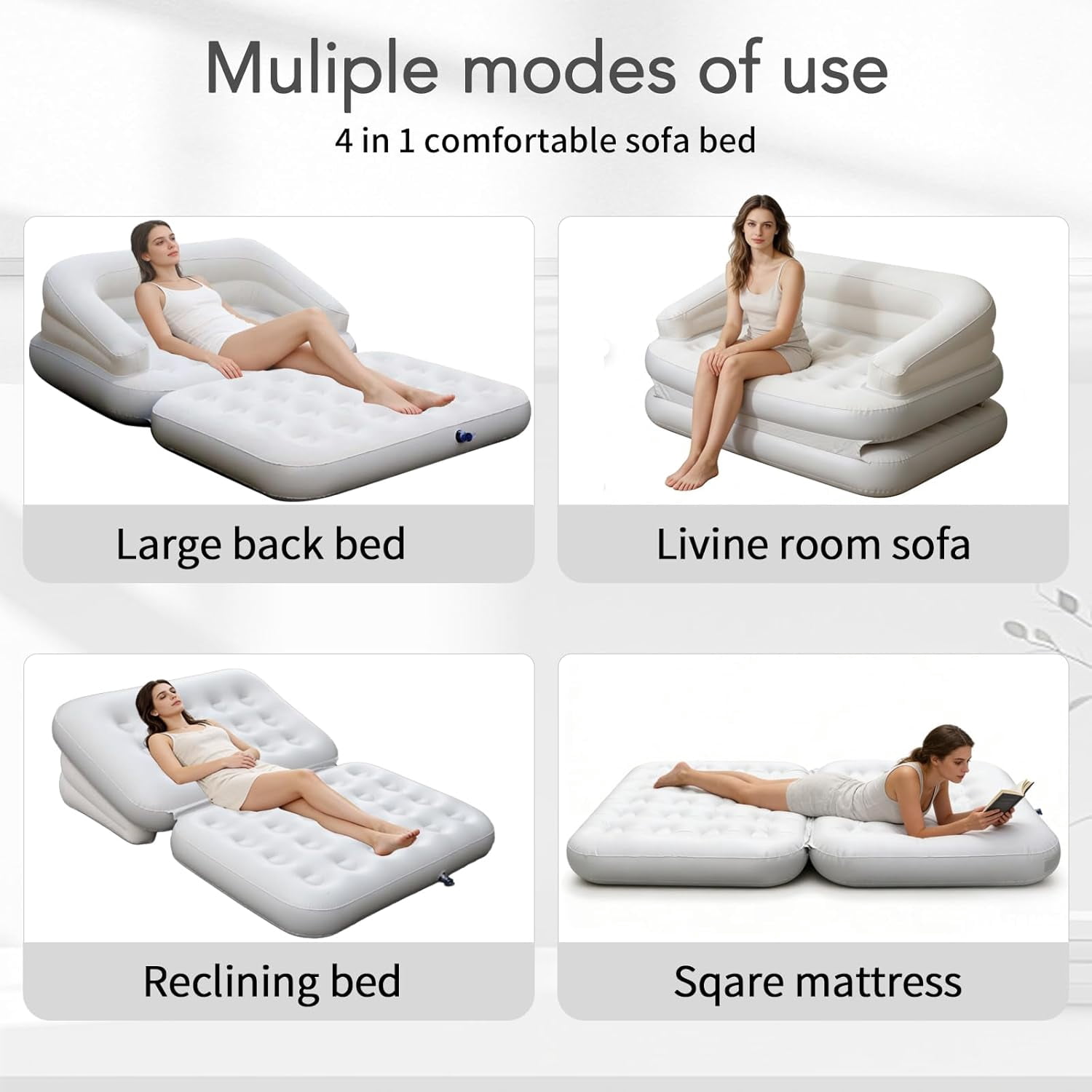 Full Size Inflatable Sofa Bed with Air Pump,2-in-1 Blow-Up Couch and Folding Air Mattress Bed for Home,Camping,and Guests
