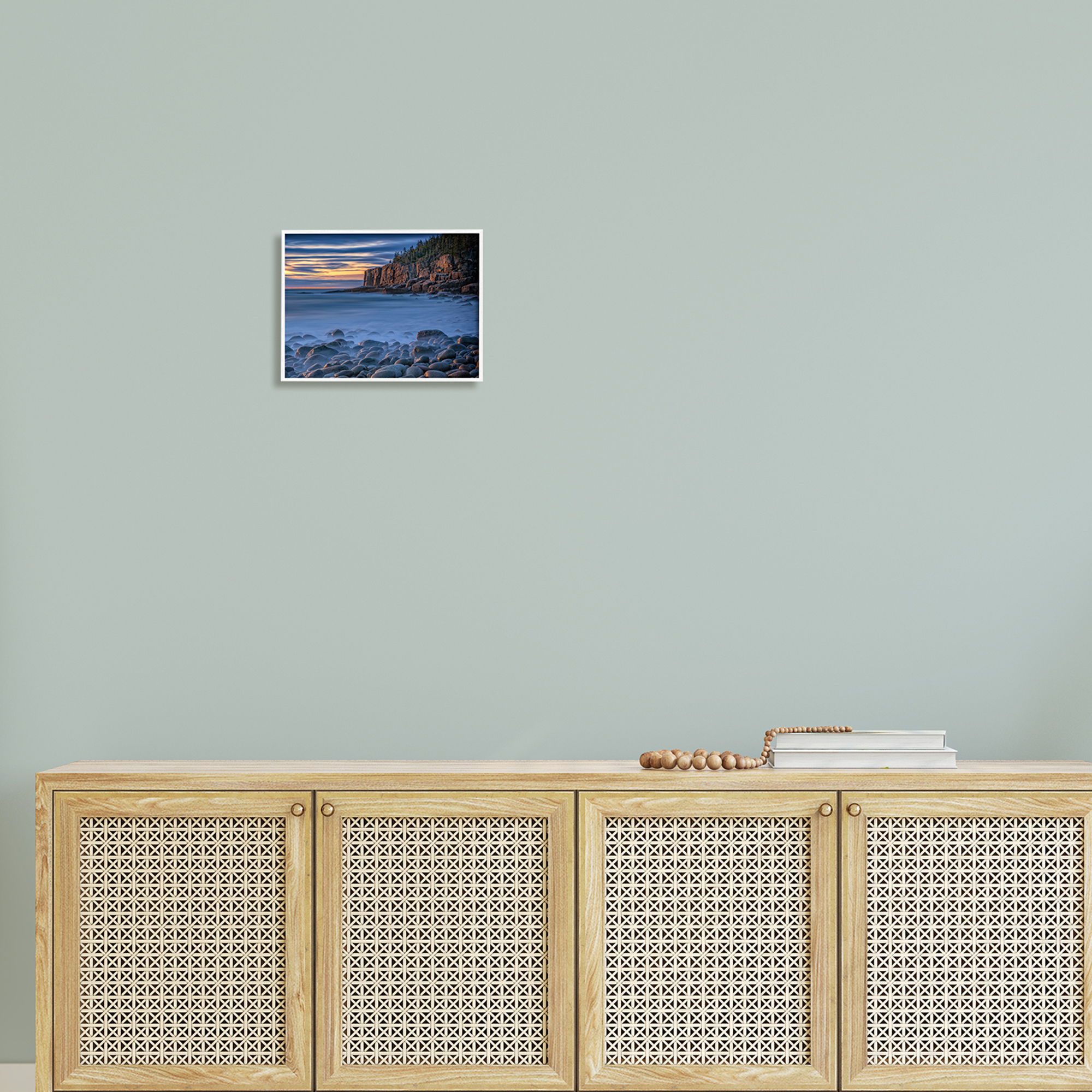 Stupell Foggy Seaside Rocks at Sunset Landscape Photography White Framed Art Print Wall Art