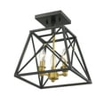 thumbnail image 4 of Z-Lite Trestle 3 Light 11" Square Steel Cage Semi Flush Mount in Black and Brass, 4 of 7