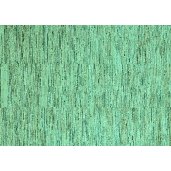 Ahgly Company Indoor Rectangle Solid Turquoise Blue Modern Area Rugs, 5' x 8'
