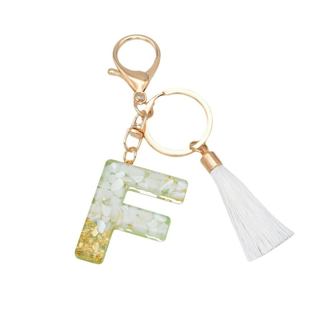 Bag of Crystals,New White Tassel Letter Key Chain Crystal Drop Pendant Fashionable Bag Key Chain,Personalized Key Chain