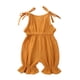 thumbnail image 4 of Body De Bebé Canastilla Onesies Para Niñas Pequeñas Moda Lindo Color Sólido Algodón Lino Volantes Frenillo Mono Mameluco Amarillo Odeerbi LM103-9036, 4 of 9