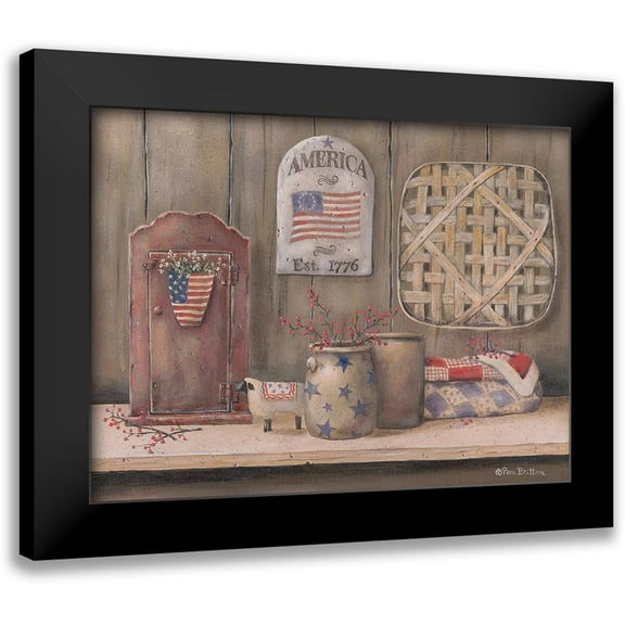 Britton, Pam 14x12 Black Modern Framed Museum Art Print Titled - America Est. 1776