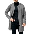 thumbnail image 5 of ZACPNCV Men's Long Cardigan Coat Solid Color Collarless Coat Open Front Button Down Jacket with Pockets Casual Slim Fit Winter Overcoat, 5 of 7