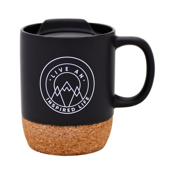 DEXSA Live An Ispired Life Designer Cork Bottom Mug with Lid - 14 oz