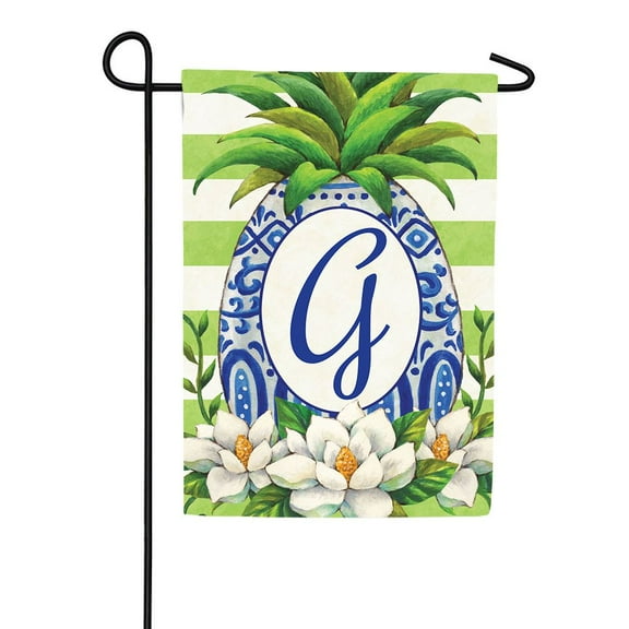 Custom Decor Monogram Garden Flag - Pineapple Magnolia G