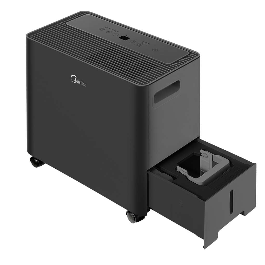 Restored Midea Dehumidifier With Built-In Pump and App Control, Smart, 50 Pint, For Rooms Up to 4,500 Sq Ft, RMD50PSWB, Refurbished