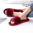 thumbnail image 3 of Women's Fuzzy Fluffy Furry Fur Slippers Flip Flop Open Toe Cozy House Sandals Slides Soft Flat Comfy Anti-Slip Spa Indoor Outdoor Slip on, 3 of 4