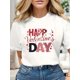 thumbnail image 1 of Camiseta de moda para el Día de San Valentín para mujer, de algodón, suave, elegante, informal, de manga corta y cuello redondo., 1 of 5