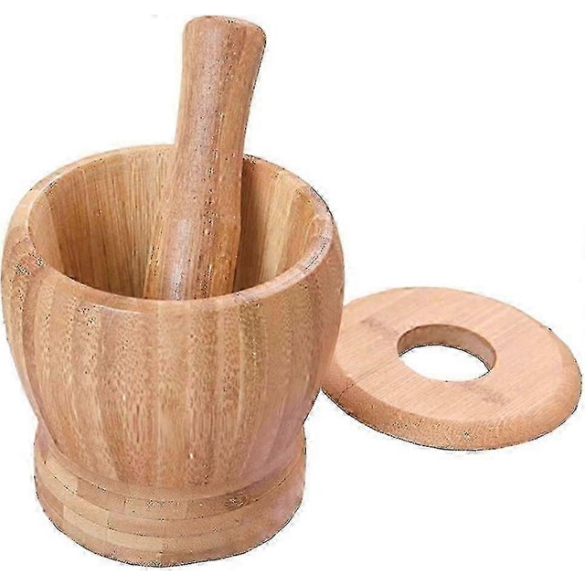 Bamboo Mortar And Pestle Set With Lid Spice Grinder Kitchen Cooking Tools For Herb Spice Mixing Grinding Bowl Kitchenware A-G