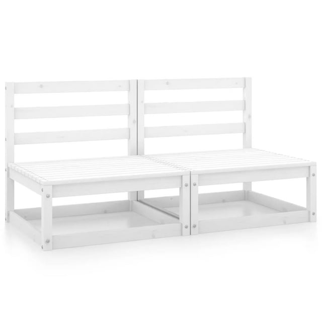 vidaXL Garden Middle Sofas 2 pcs White Solid Wood Pine