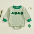 thumbnail image 2 of Hessimy Newborn Baby Boy Summer Outfit Bow Smocked Bubble Romper Doll Collar Plaid Bodysuit Fly Sleeve Jumpsuit Clothes,Trendy(Light Green,3-6 Months), 2 of 6