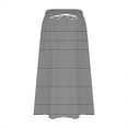 thumbnail image 5 of Striped Skirts for Women Midi Trendy Summer a Line Flowy Knee Length Skirt Drawstring Elastic High Waist Loose Skirt with Pockets Black M, 5 of 5