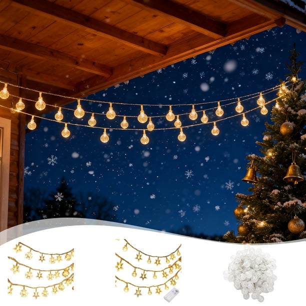 Guirnalda De Luces Led Transparentes Para Árbol De Navidad, 1.7cm, 10 Luces Led Blancas Cálidas A Pilas, Para Decoración Navideña En Interiores Y Exteriores, Color Blanco (1 Unidad) Rkxzt