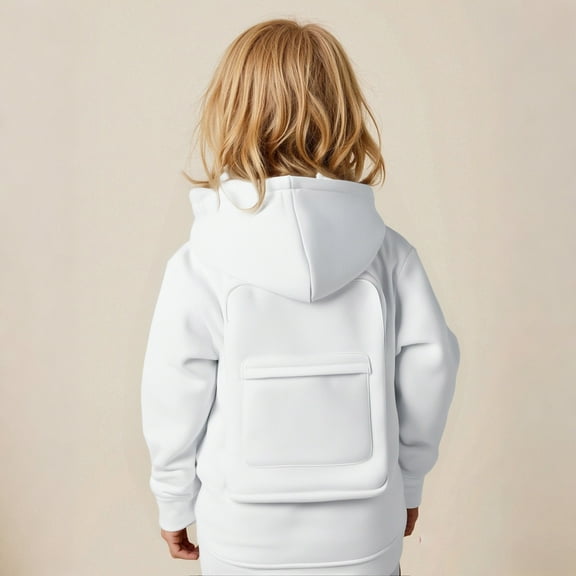 Hoodies for Girls White Zipper Back with Bag Hoodies Casual Long Sleeve Hoodie Sweatershirt Pullover Fall Clothes Little Girls Clothes 8-9 Years