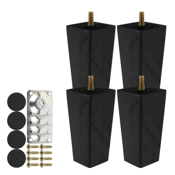 Tcwhniev - Juego de 4 patas de madera para muebles, patas de repuesto para sofá, 6/15/20 cm, patas de mesa de madera maciza, patas cuadradas con tornillos para sofá, sillón, cama, mesa, armario