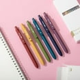 thumbnail image 6 of - Retractable Gel Pens, 6 Pack, Vintage Color Barrels, Black Ink, Fast Dry, Fine Point 0.5mm, Cute and Aesthetic for Journaling, 6 of 9