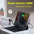 thumbnail image 3 of 500 Watts Power Inverter for Vehicles, 12 V DC to 110V Car Inverter Converter with 2 AC Outlets+ 2 USB Chargers, LED Display for Phone, Laptop, RV, Truck, Home Backup, Camping Silver, 3 of 10