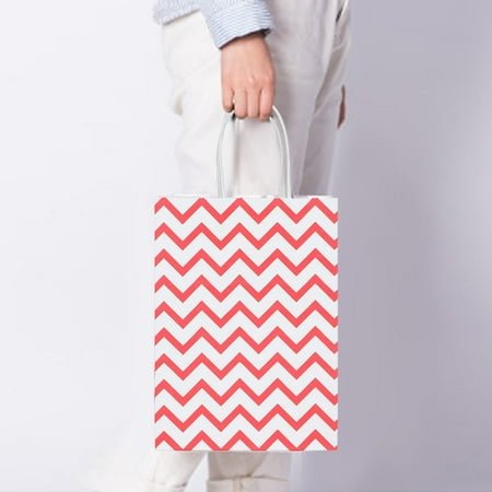 Bolsa de ropa de embalaje para fiestas, 25 piezas Bolsas de regalo de papel Kraft con forma de onda pequeña con asas Bolsa de asas reciclable(rojo)