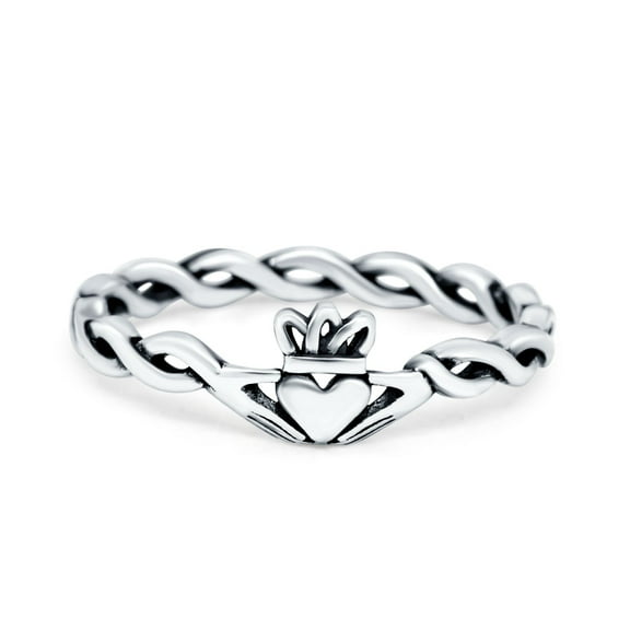 Claddagh Rope Plain Thumb Band Oxidized Ring 925 Sterling Silver Size 4