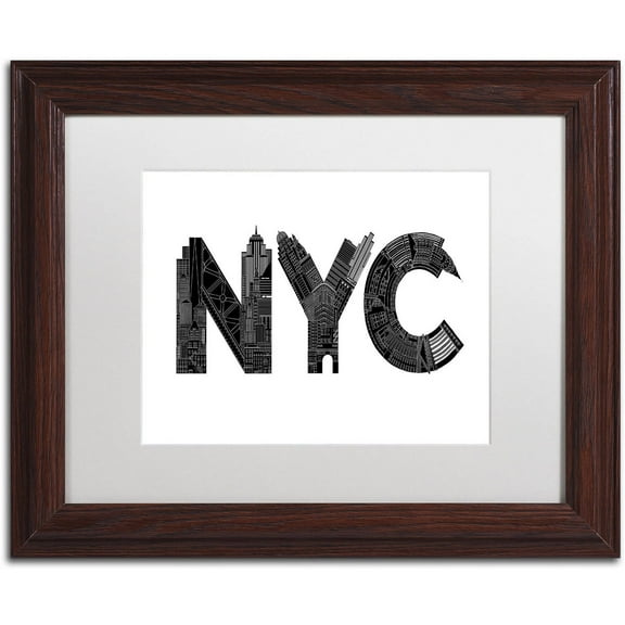 Trademark Fine Art 'NYC' Canvas Art by Robert Farkas, White Matte, Wood Frame