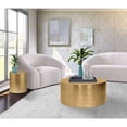 thumbnail image 4 of Meridian Furniture Cylinder Round Brushed Gold Metal Coffee Table, 4 of 8