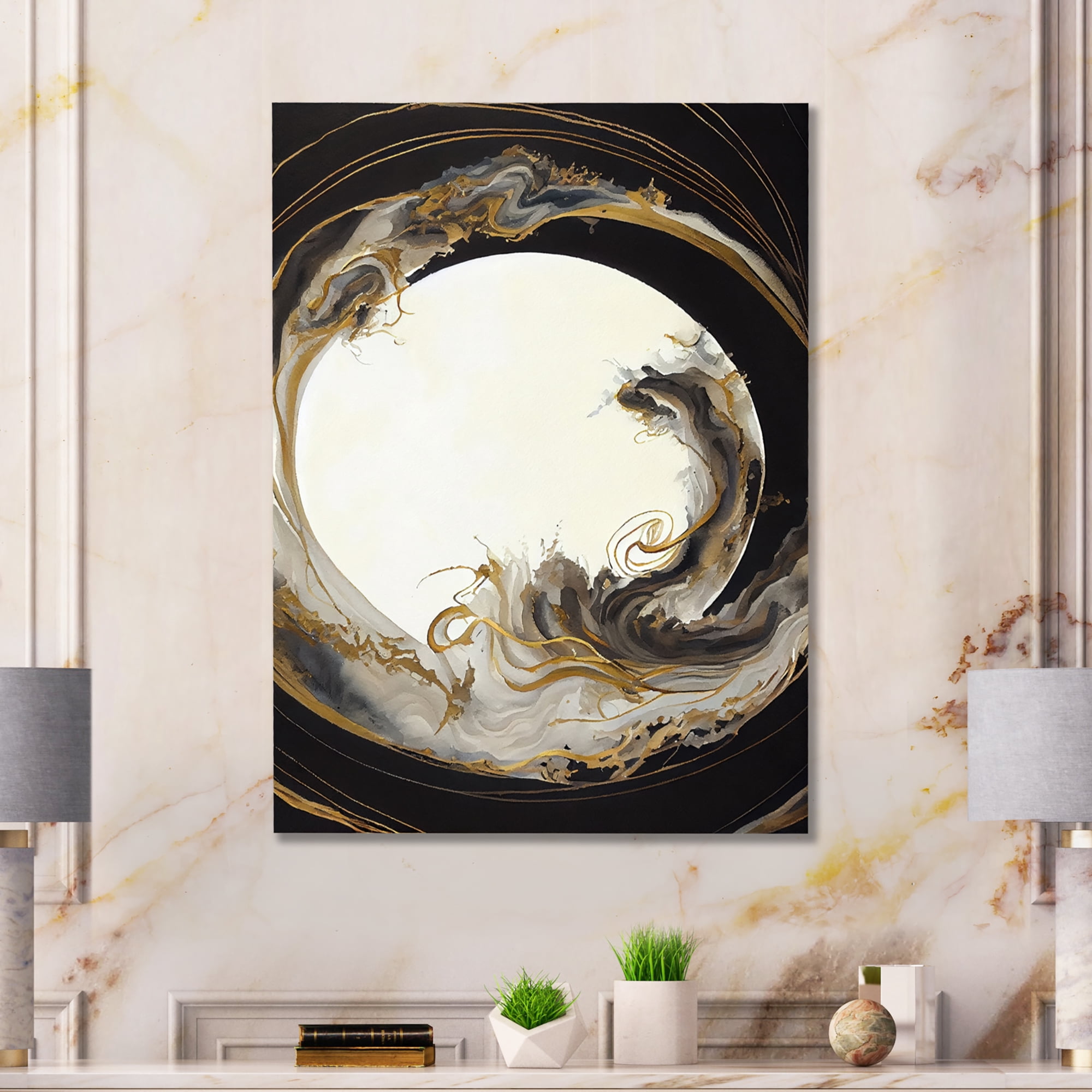 Designart Gold Glamour Wave I Canvas Wall Art