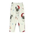 thumbnail image 5 of Disketp Christmas Pug Dog Print Women'S Comfy Pajama Pants Casual Drawstring Palazzo Lounge Wide Leg Pants, 5 of 9