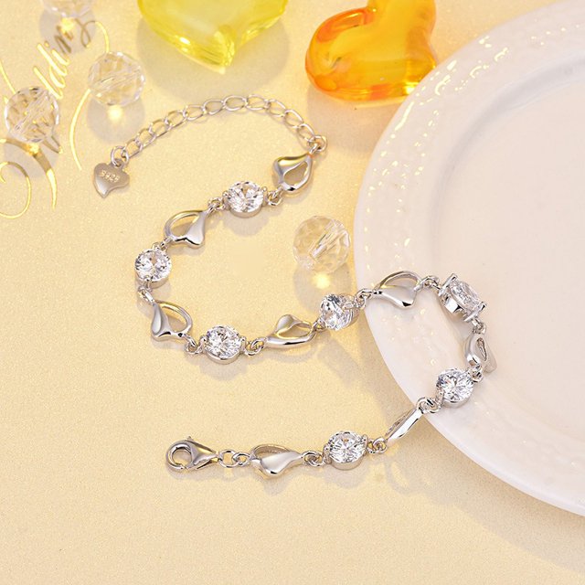 Pulsera de amor de cristal de plata pura S925 para mujer, pulsera de diseño de nicho de lujo ligero