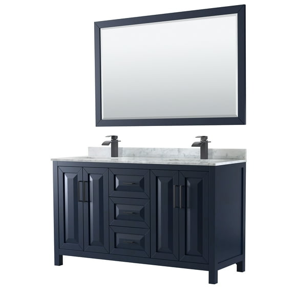 Wyndham Collection Wcv252560dunsm58 Daria 60" Free Standing Double Vanity Set - Dark Blue
