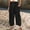 Black, variant on BLOCLOALO Harem Pants Linen Pants Womens Elastic Waisted Pleated High Waisted Loose Casual Cotton and Linen Cropped Pants Beach Casual Pants Wide Leg Pants Pleated Pants Lightweight Pants Green S