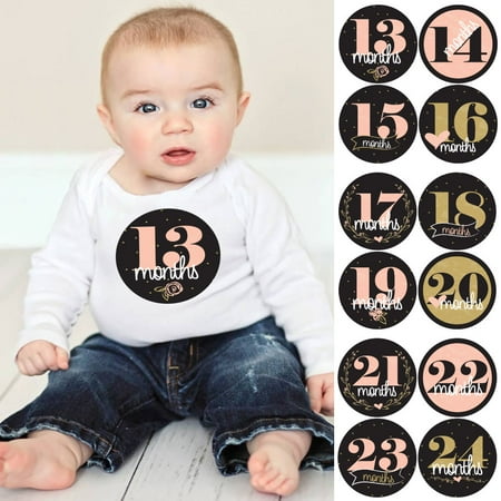 Gift Ideas Delicate Floral - Baby Girl Second Year Monthly Sticker Set - Baby Shower Gift Ideas - 13 - 24 Months Stickers ()