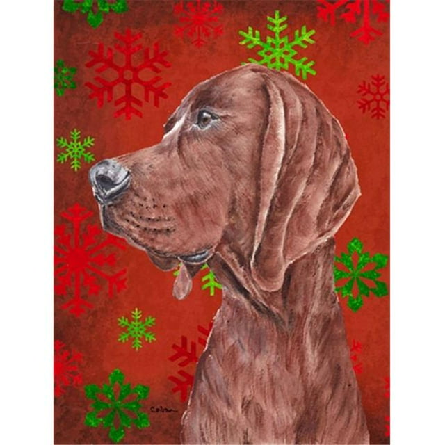 Redbone Coonhound Drapeau de Vacances Flocons de Neige Rouges Taille Jardin