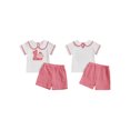 thumbnail image 2 of Baby Toddler Girls Shorts Clothing Set, 6 12 18 Months Short Sleeve Doll Collar Embroidery T-shirt with Plaid Shorts Summer 2-piece Outfit, 2 of 9