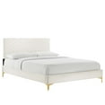 thumbnail image 2 of Modway Leah Chevron Tufted Performance Velvet Queen Platform Bed in White, 2 of 8
