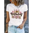 thumbnail image 1 of Camiseta informal de manga corta con cuello redondo y estampado de la Reina del Cumpleaños. Ideal para adultos, hombres, mujeres, adolescentes y jóvenes., 1 of 6