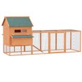 thumbnail image 1 of PawHut 137" Chicken Coop Wooden Large Hen House Deluxe Rabbit Hutch Lockable Poultry Cage Backyard with Nesting Box and Run, Orange, 1 of 10