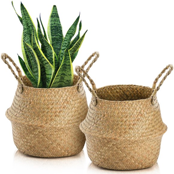 Cesta Yesland para almacenamiento de plantas de hierba marina tejida, 30 x 27 cm, tamaño L