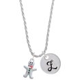 thumbnail image 1 of Delight Jewelry Silvertone Gingerbread Man with Red Scarf Silvertone Script Initial Disc - Z - Charm Necklace, 20"+3", 1 of 4