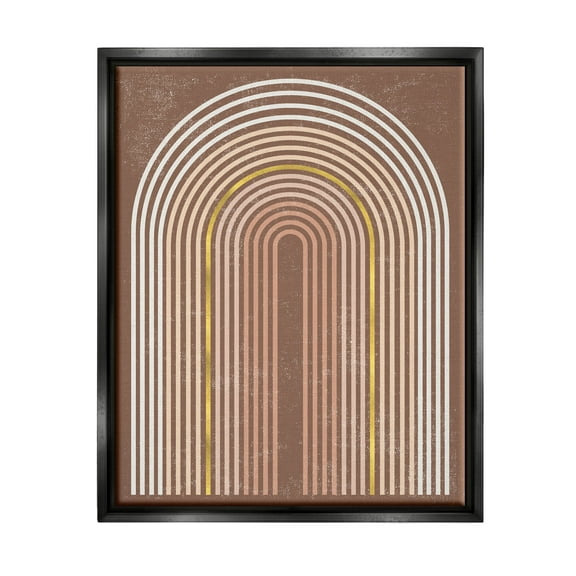 Stupell Industries Abstract Rainbow Stripes Arch Graphic Art Jet Black Floating Framed Canvas Print Wall Art, Design by Caroline Alfreds