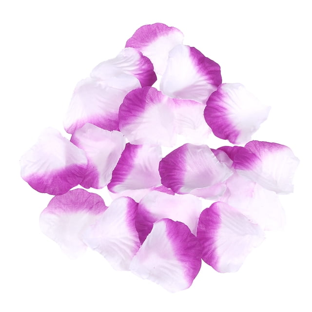 EeaseMX 2000 piezas de pétalos de rosa de seda para bodas, flores para esparcir, flores para niños, diseño de ceremonias, pétalos de simulación, morados y blancos.