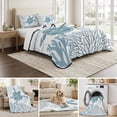thumbnail image 6 of Full Quilt Set 78''x90'', Blue Turtle Coastal Lightweight Summer Bedspread Coverlet Set with 2 Pillow Shams, Summer Beach Nautical Coral Breathable All Season Quilt Bedding for Bedroom/Guest Room, 6 of 9