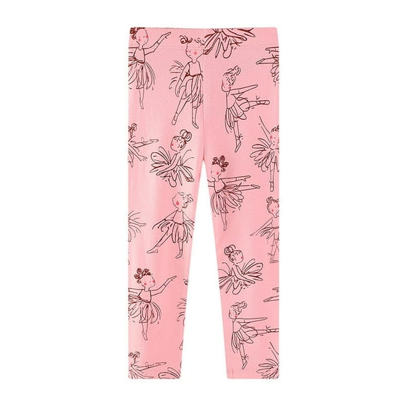 Toddler Girls Yoga Pants Soft Leggings With Cute Dance Print Kids Clothes Pink Size 4-5T