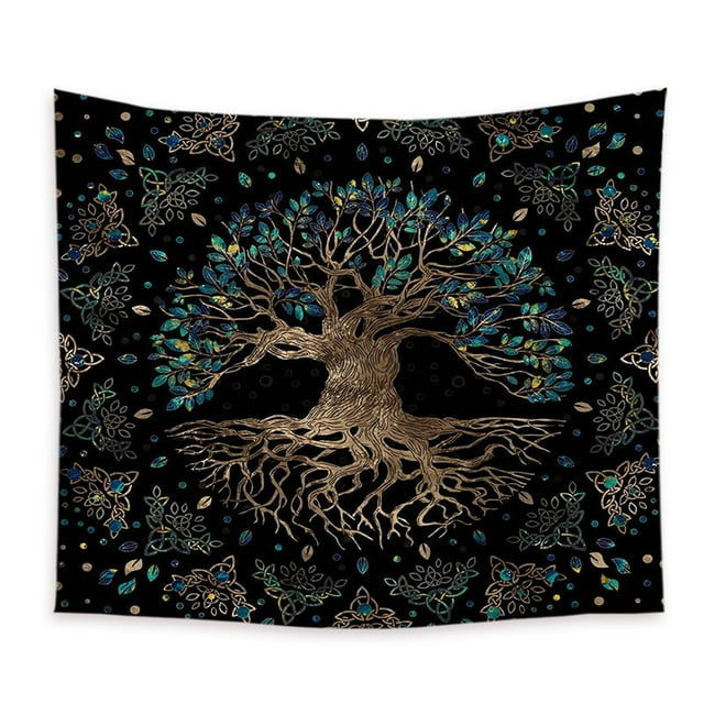 Tapiz de pared con diseño de árbol de la vida, microtela, 150 x 150 cm