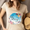 thumbnail image 4 of She Is Strong Floral Butterfly Graphic T-Shirt for Women, Azalea, Size M, 4 of 6