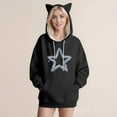 thumbnail image 2 of Olyvenn Oversized Cat Ears Hoodies for Women Trendy Casual Pullover Sweatshirt Loose Long Sleeve Star Print Cute Graphic Tunic Tops Black M, 2 of 4