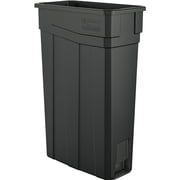 Suncast Commercial Narrow Rectangular Resin Trash Can, 23 Gallons, 30H x 11W x 20D, Gray