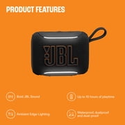 JBL Go 5 - Ultra-portable waterproof and drop-proof speaker with JBL legendary sound and ambient edge lighting - Black