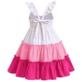 thumbnail image 2 of IBTOM CASTLE Toddler Little Girls Rainbow Twirly Skater Dress Kids Back to School Dress Summer Casual Tea Party Beach Sundress 3-4 Years Hot Pink, 2 of 8