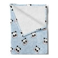 thumbnail image 2 of Panda Soft Flannel Fleece Blanket, Muzzles Panda Illustration with Happy Sad Funny Surprised Faces Different Expressions, Cozy Plush for Indoor and Outdoor Use, 60" x 80", Blue Black, by Ambesonne, 2 of 5